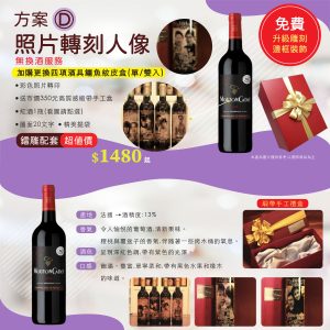 方案D:照片轉刻人像紅酒雕刻 (無看稿修改,無換酒服務)
